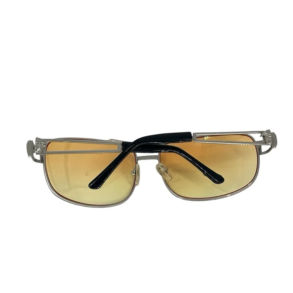 Vintage 70s Style Golden Aviator Sunglasses Silver Frame Amber Gradient NOS